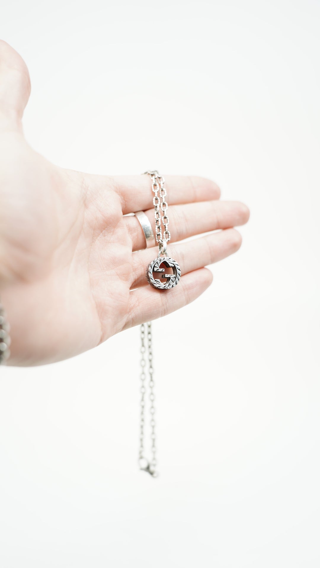 Gucci Interlocking G Arabesque 925 Silver Necklace BM39