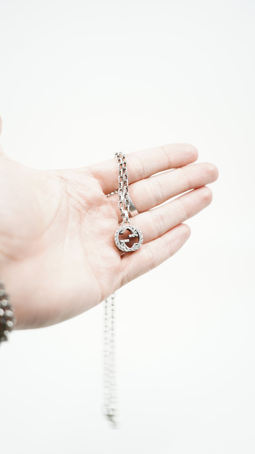 Gucci Interlocking G Arabesque 925 Silver Necklace BM39