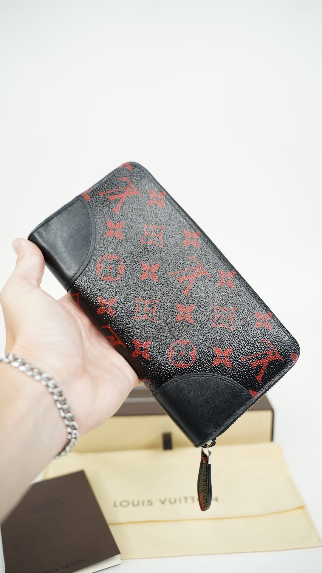Louis Vuitton Monogram Rouge Zippy Long Wallet Noir x Red w/Full Inclusion SF41