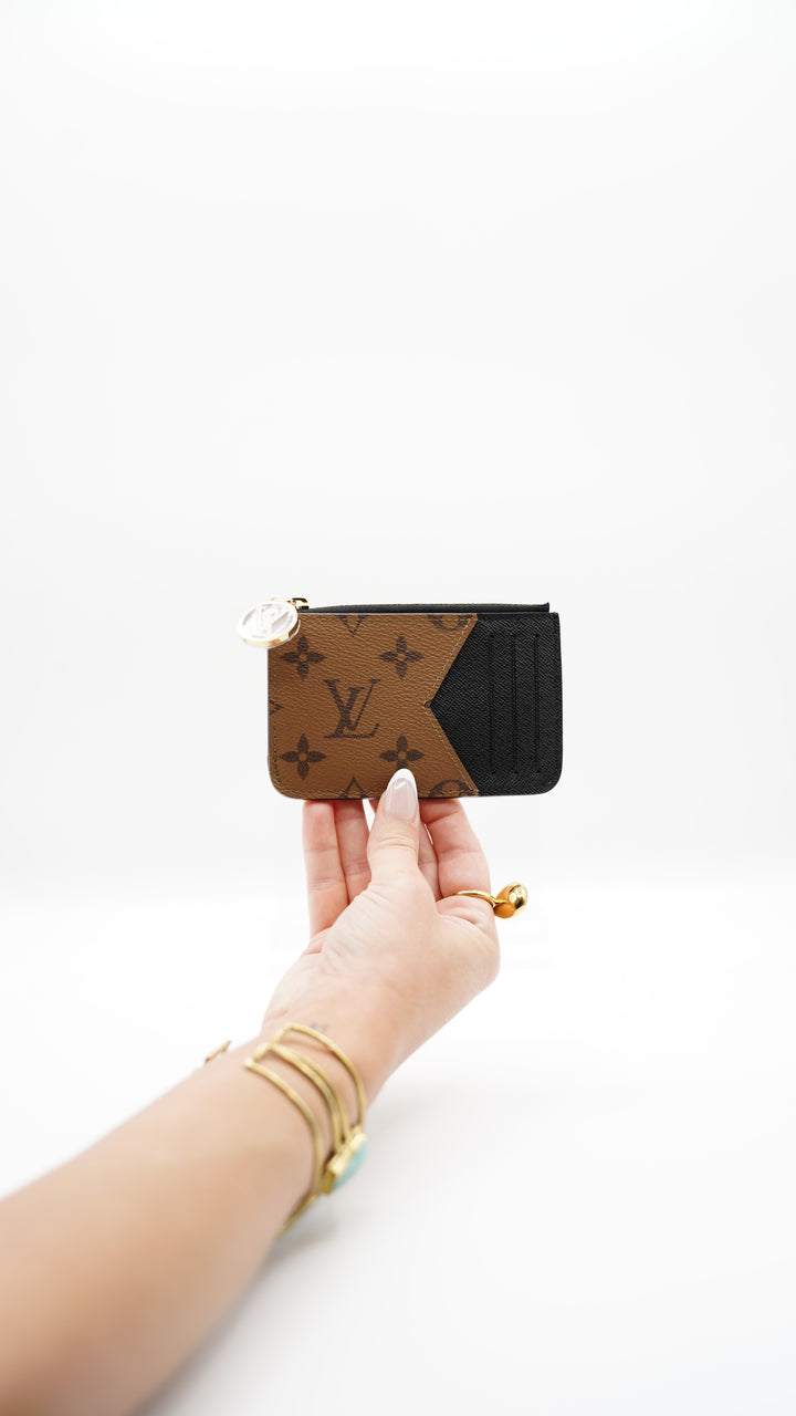 Louis Vuitton Monogram Reverse Camel x Black Porte-Cartes Romy SF48