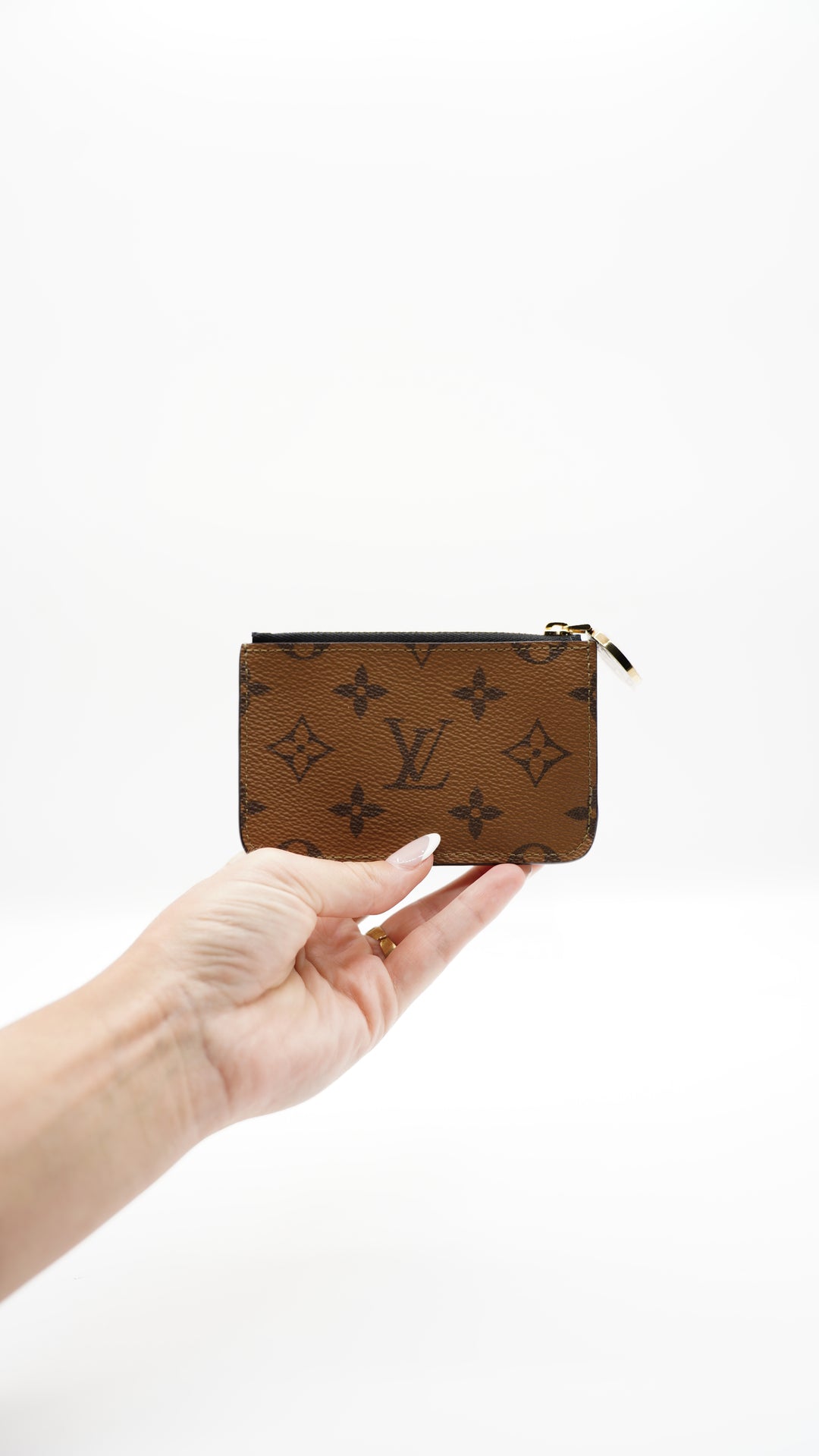 Louis Vuitton Monogram Reverse Camel x Black Porte-Cartes Romy SF48
