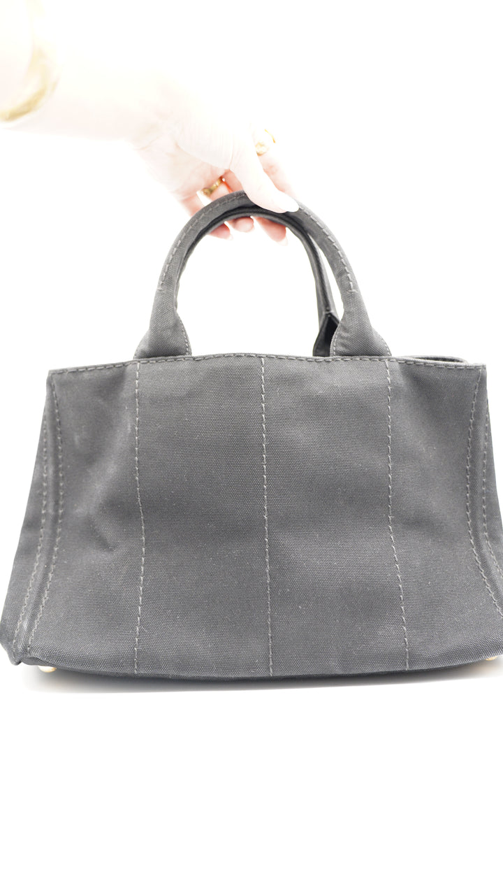 Prada Canvas Canapa Black Tote Bag SF50
