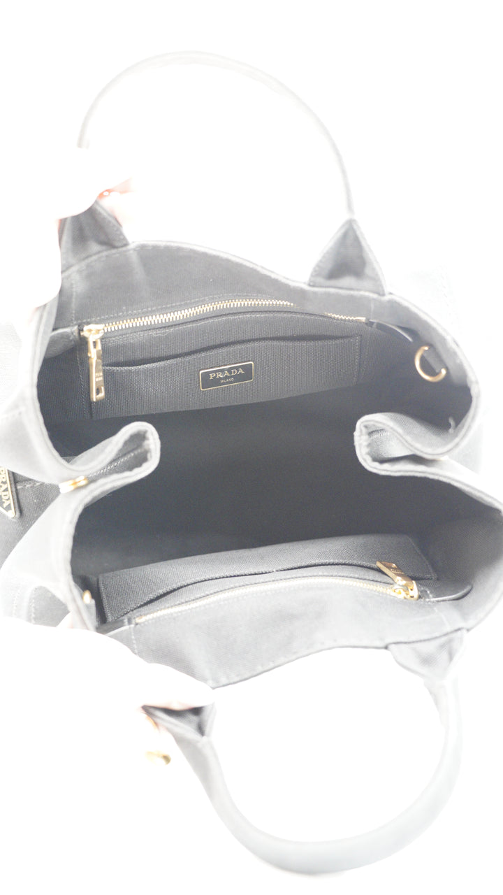 Prada Canvas Canapa Black Tote Bag SF50