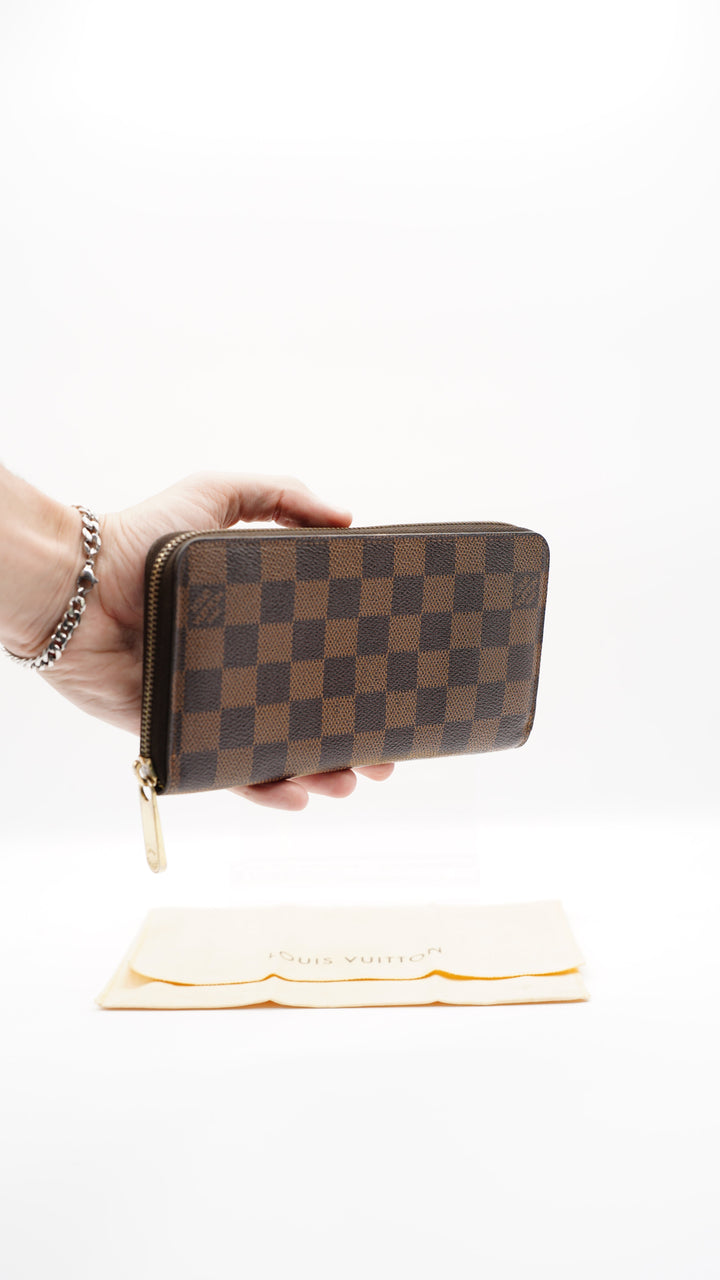 Louis Vuitton Damier Long Zippy Wallet Brown HI45
