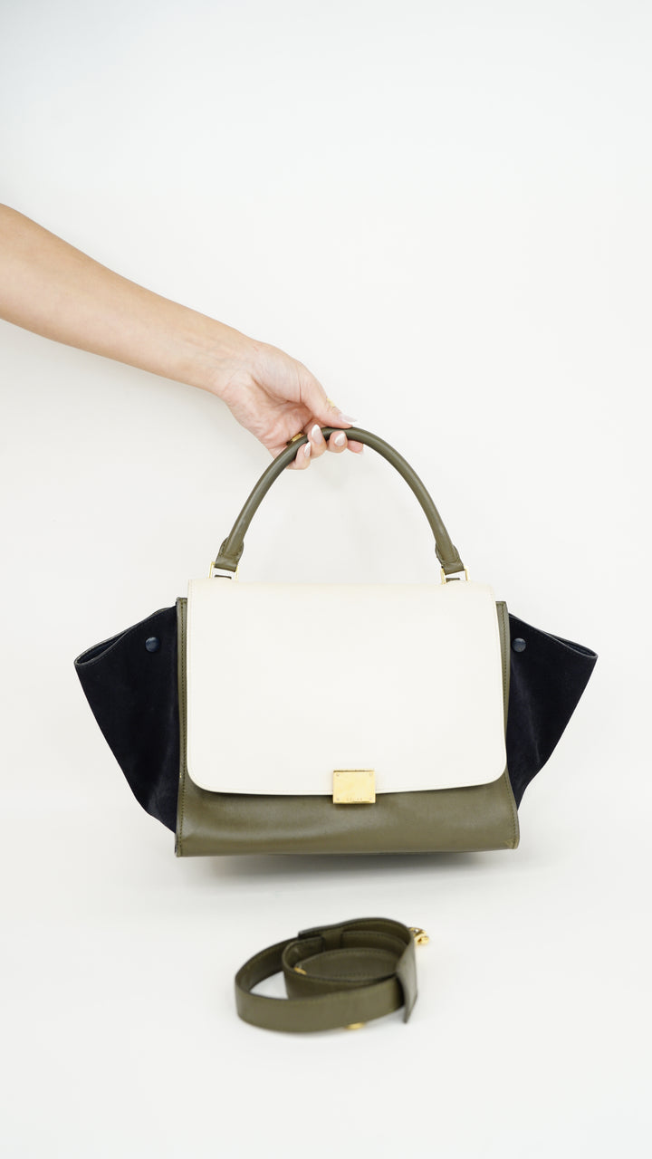 Celine Leather Trapeze Tri-Color Shoulder Bag w/Shoulder Strap SU3