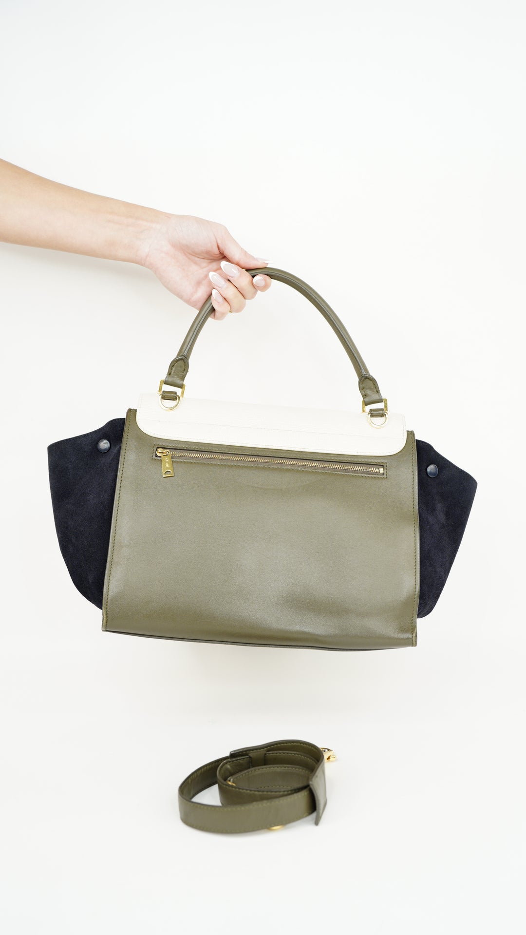 Celine Leather Trapeze Tri-Color Shoulder Bag w/Shoulder Strap SU3