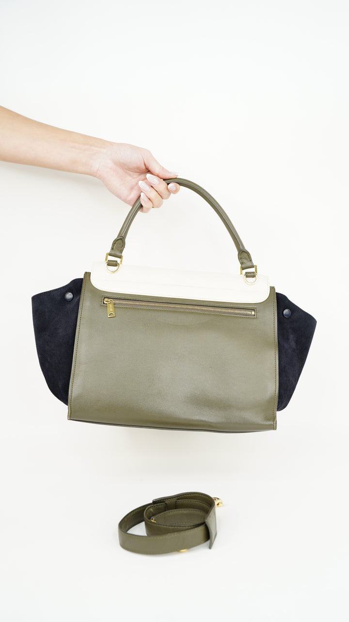 Celine Leather Trapeze Tri-Color Shoulder Bag w/Shoulder Strap SU3