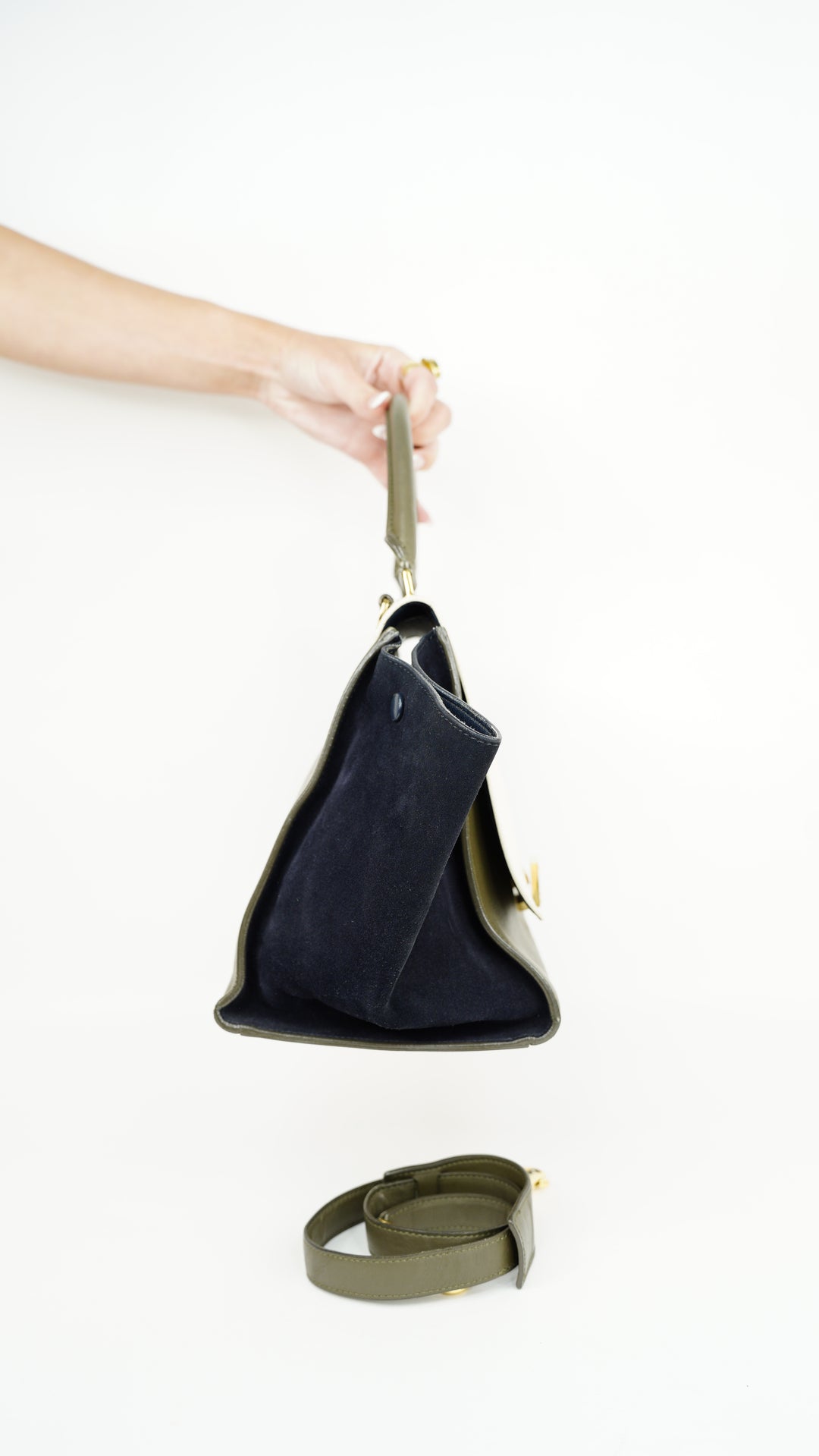Celine Leather Trapeze Tri-Color Shoulder Bag w/Shoulder Strap SU3