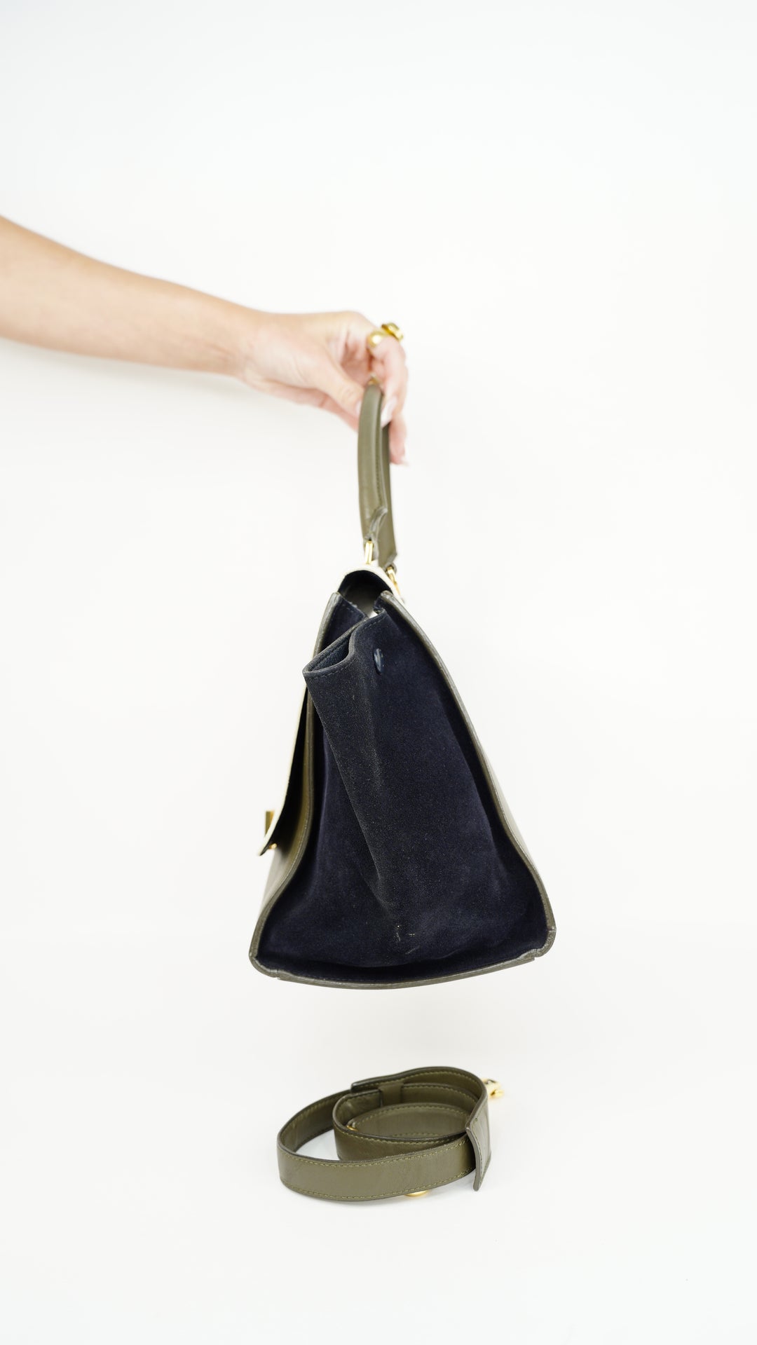 Celine Leather Trapeze Tri-Color Shoulder Bag w/Shoulder Strap SU3
