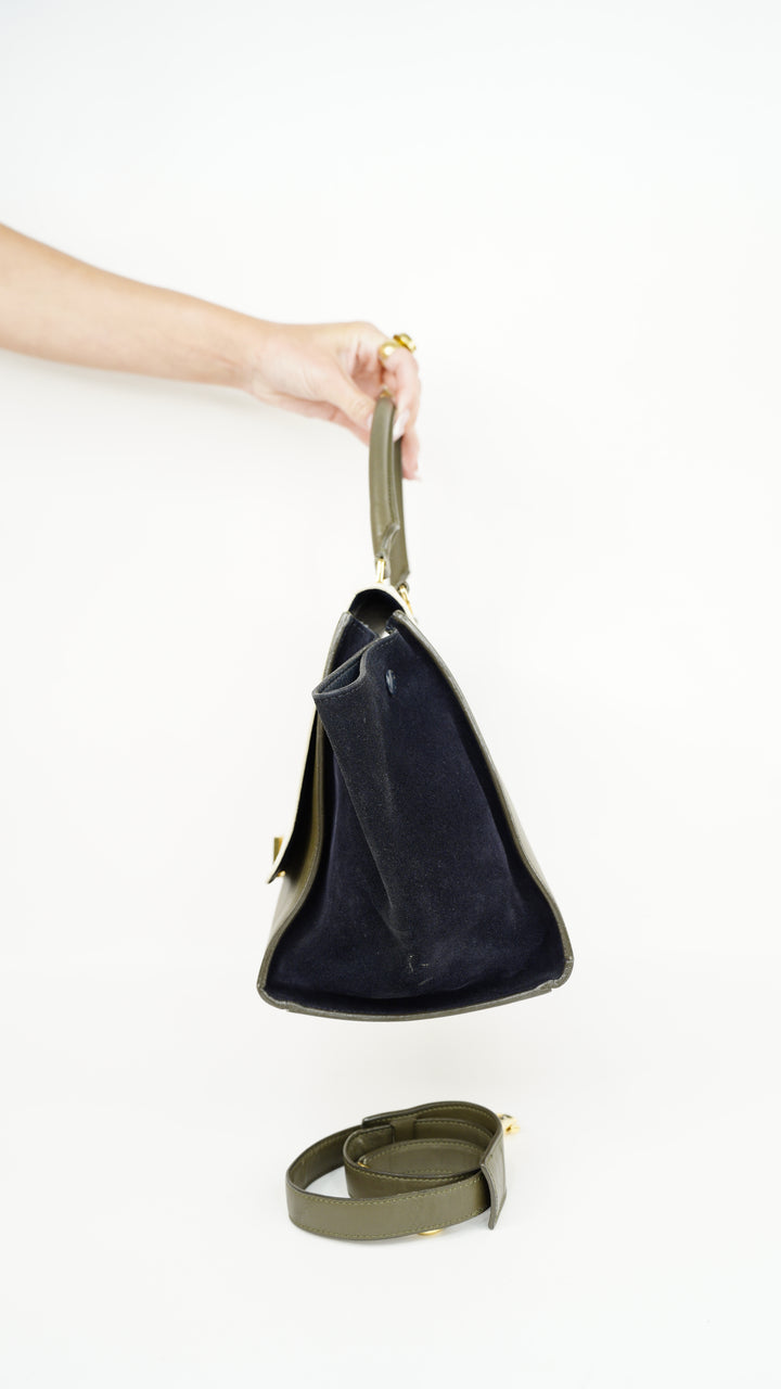 Celine Leather Trapeze Tri-Color Shoulder Bag w/Shoulder Strap SU3