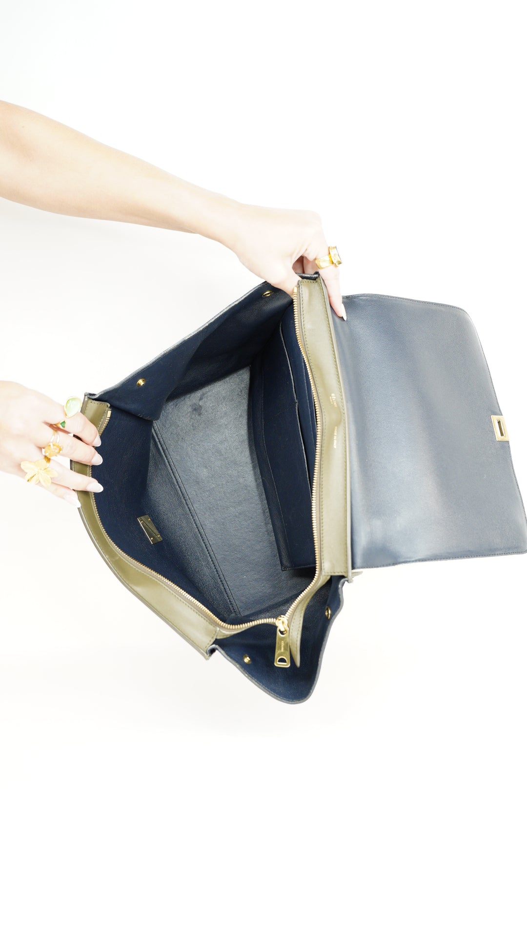 Celine Leather Trapeze Tri-Color Shoulder Bag w/Shoulder Strap SU3