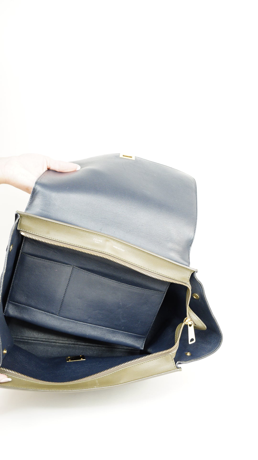 Celine Leather Trapeze Tri-Color Shoulder Bag w/Shoulder Strap SU3