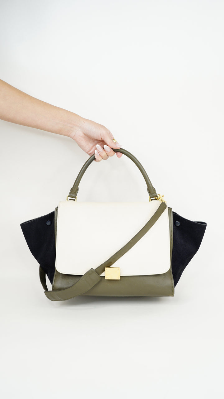 Celine Leather Trapeze Tri-Color Shoulder Bag w/Shoulder Strap SU3