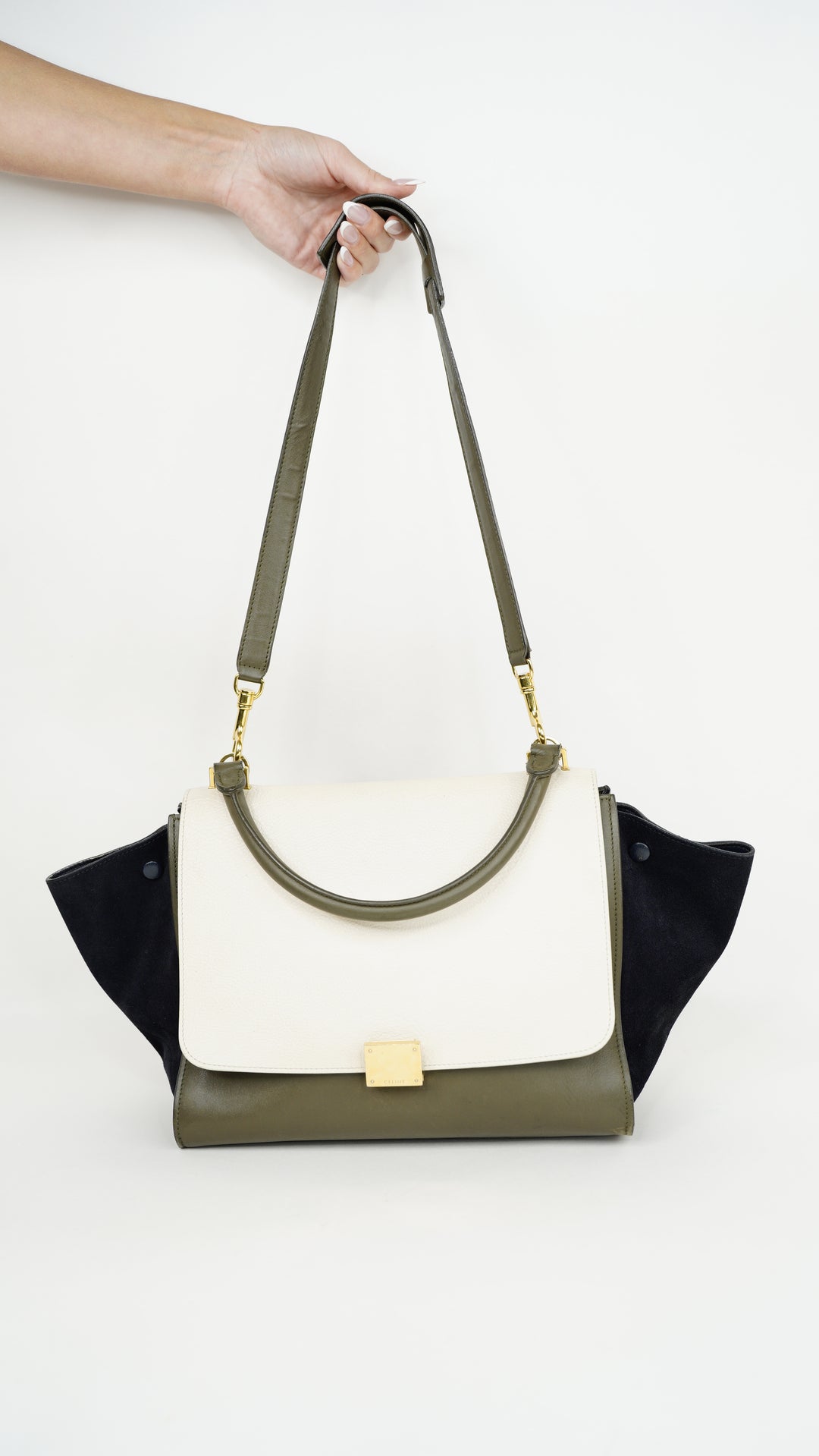 Celine Leather Trapeze Tri-Color Shoulder Bag w/Shoulder Strap SU3