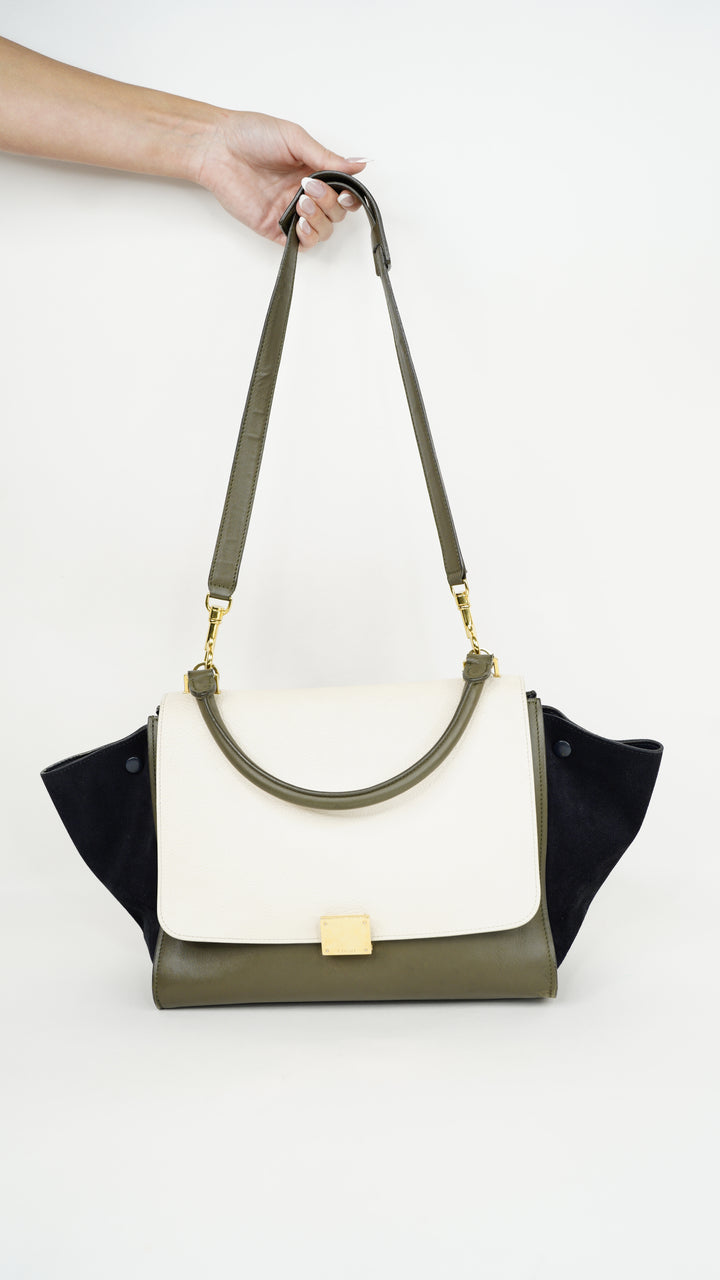Celine Leather Trapeze Tri-Color Shoulder Bag w/Shoulder Strap SU3