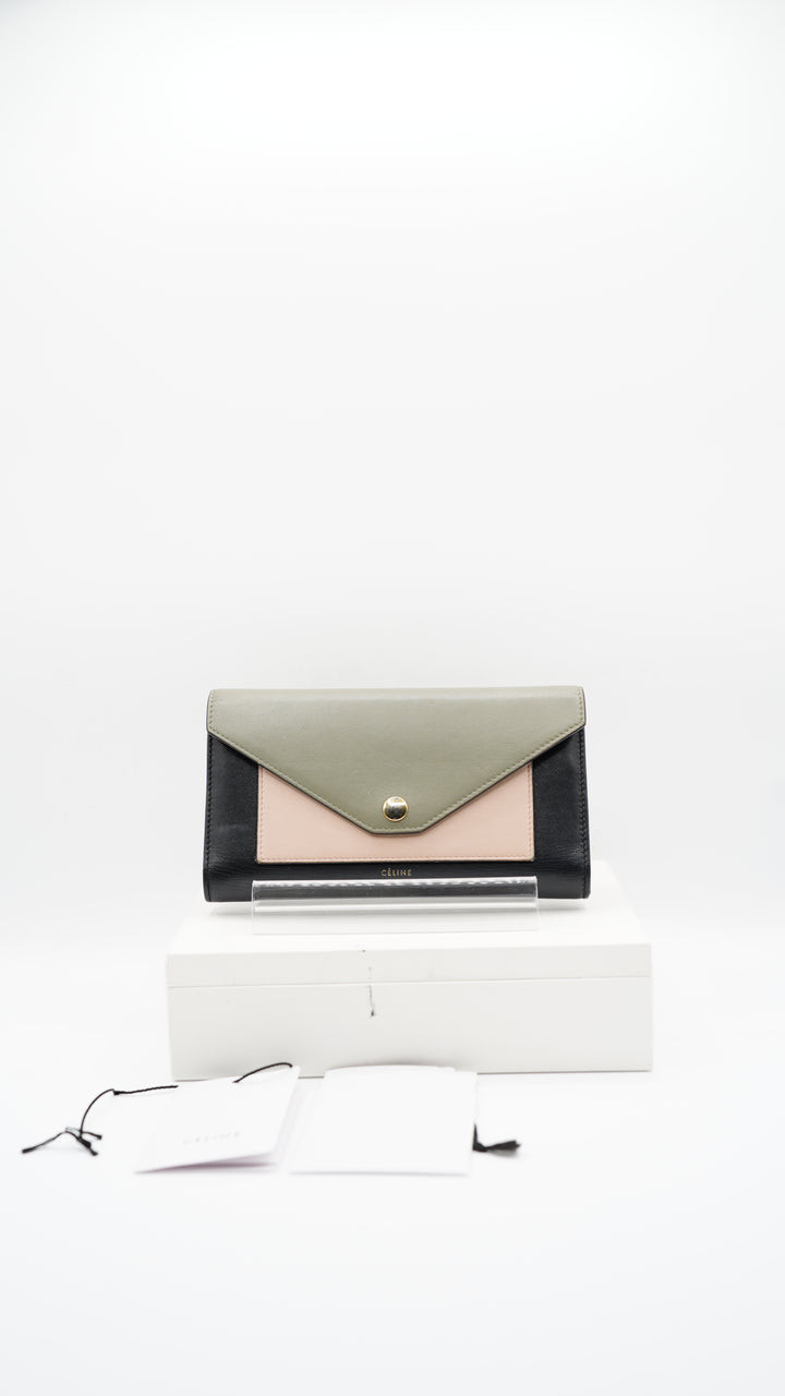 Celine Smooth Calfskin Block Trifold Envelope Wallet w/Full Inclusion SU1