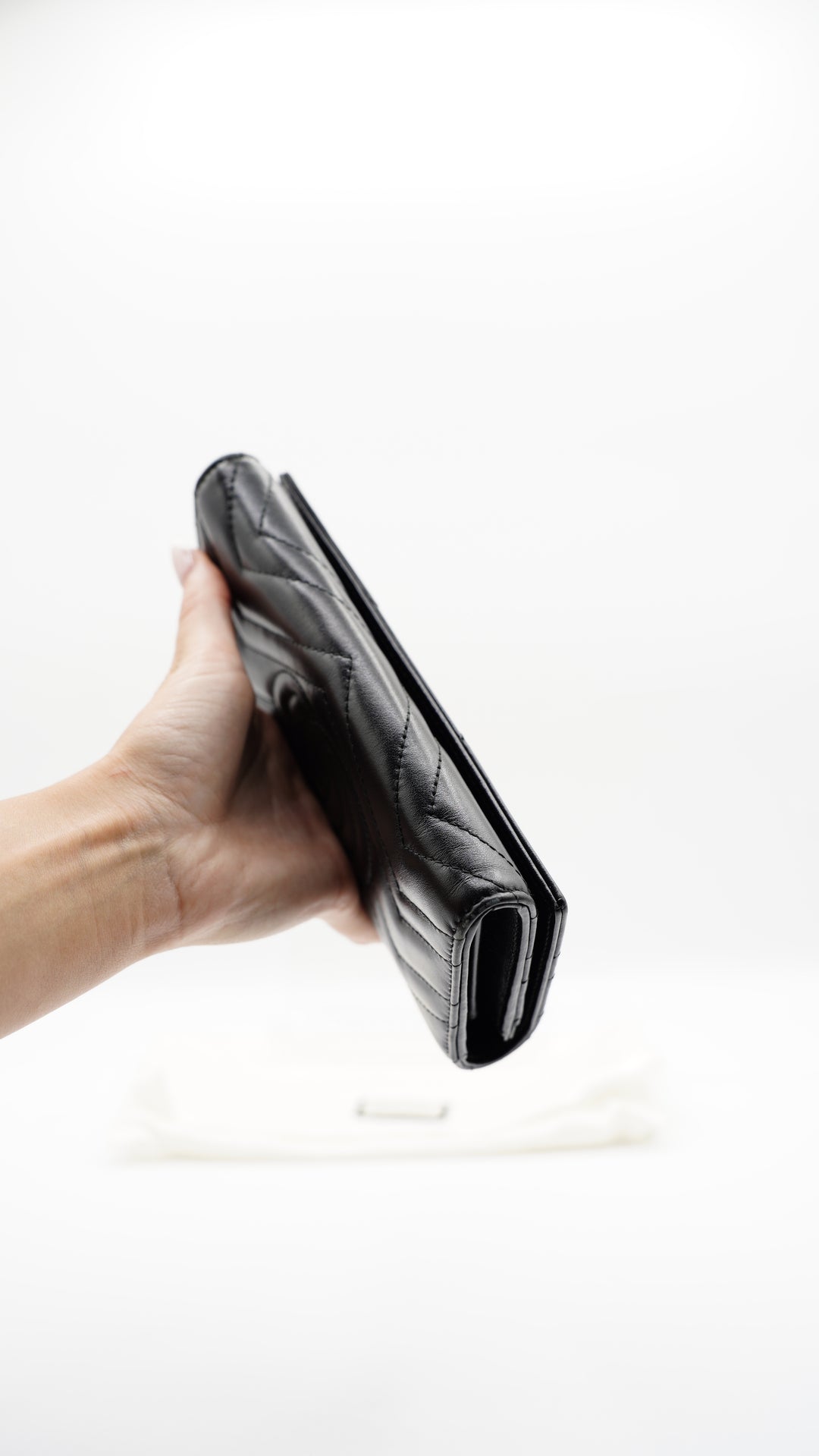 Gucci Marmont Leather Long Wallet Black w/Dust Bag #106