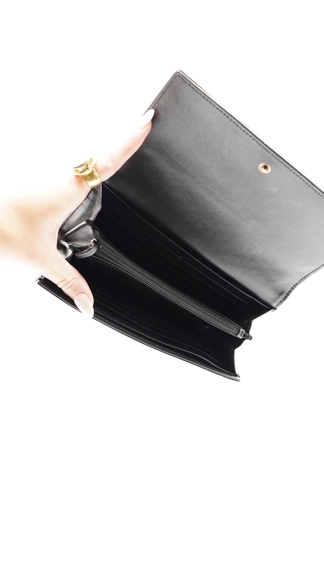 Gucci Marmont Leather Long Wallet Black w/Dust Bag #106