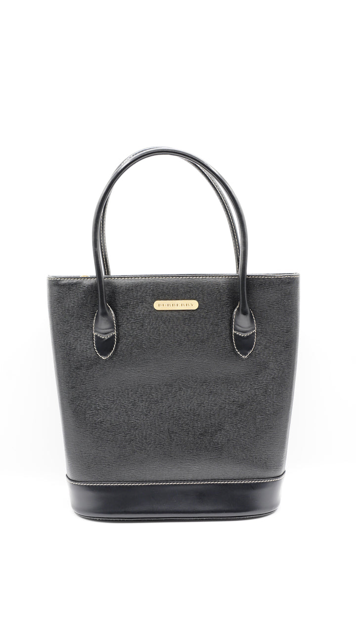 Burberry Leather Hay Market Tote Bag Black SU2