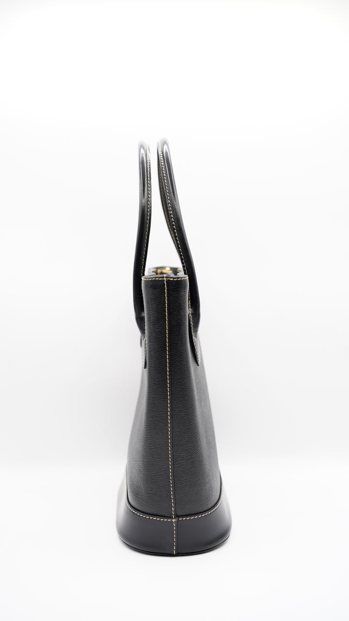 Burberry Leather Hay Market Tote Bag Black SU2