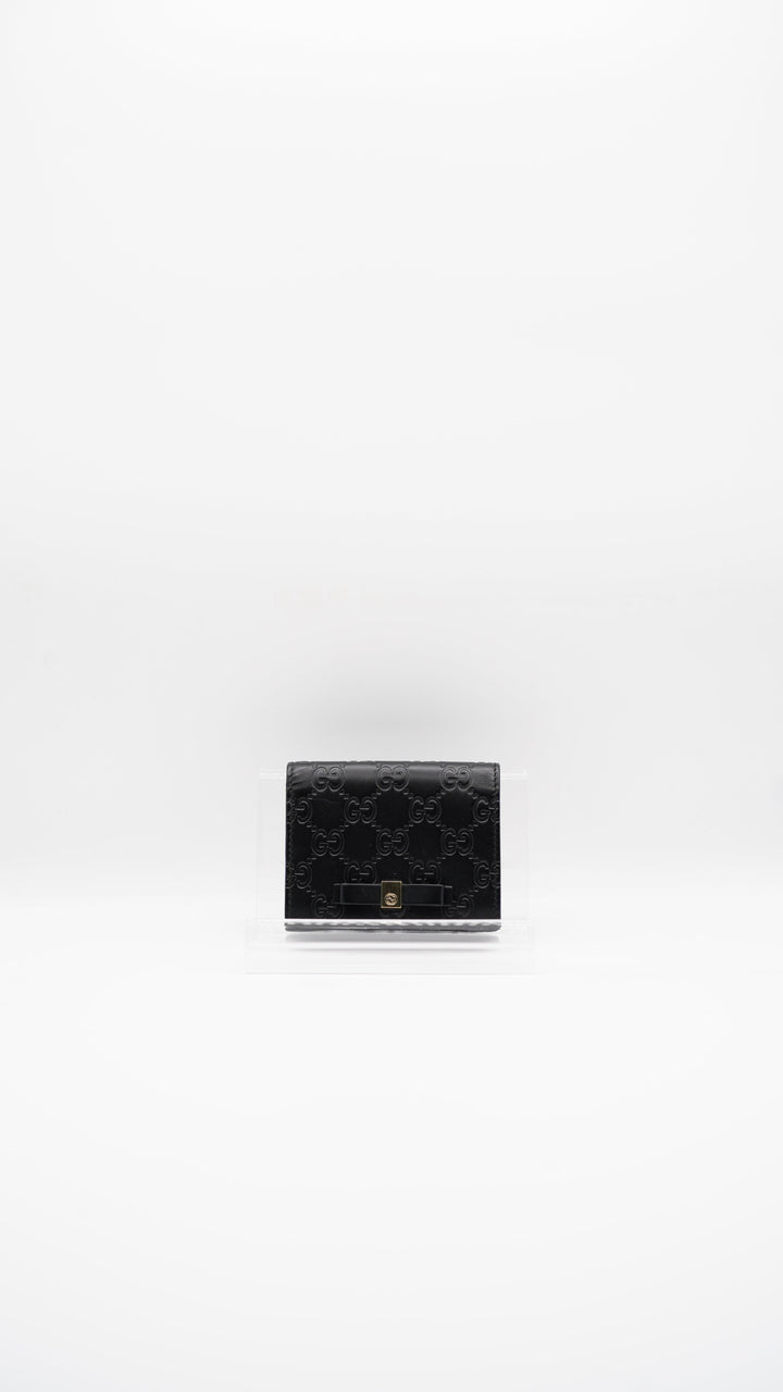 Gucci GG Shadow Monogram Compact Trifold Wallet Black MK28