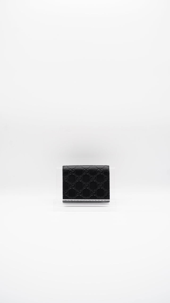 Gucci GG Shadow Monogram Compact Trifold Wallet Black MK28