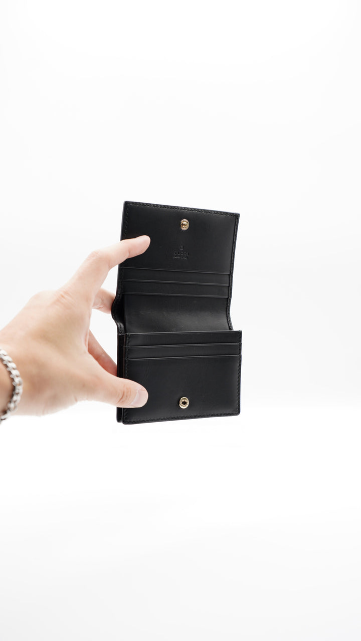 Gucci GG Shadow Monogram Compact Trifold Wallet Black MK28