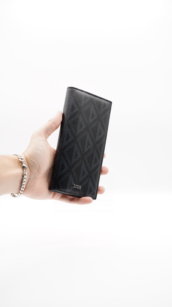 Dior Diamonds Long Travel Bifold Wallet Blue x Black MK10