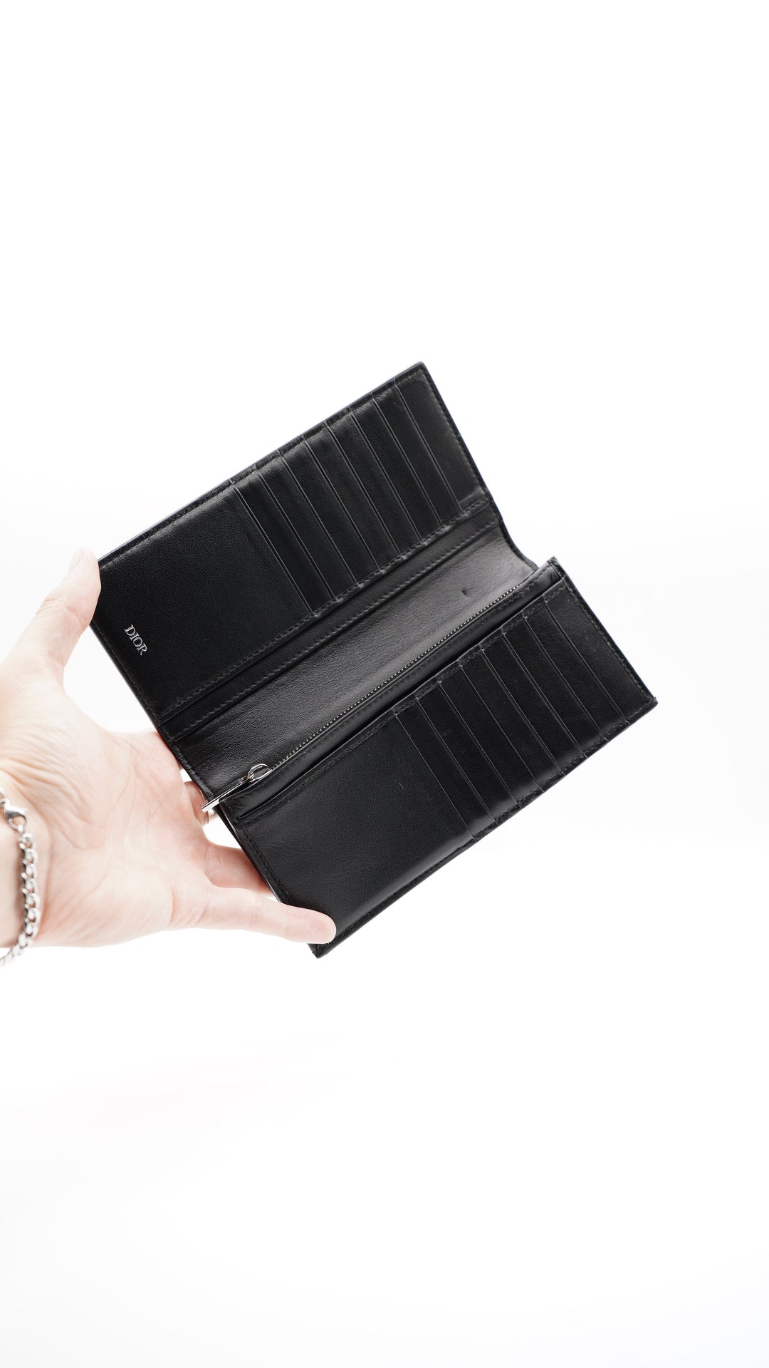 Dior Diamonds Long Travel Bifold Wallet Blue x Black MK10