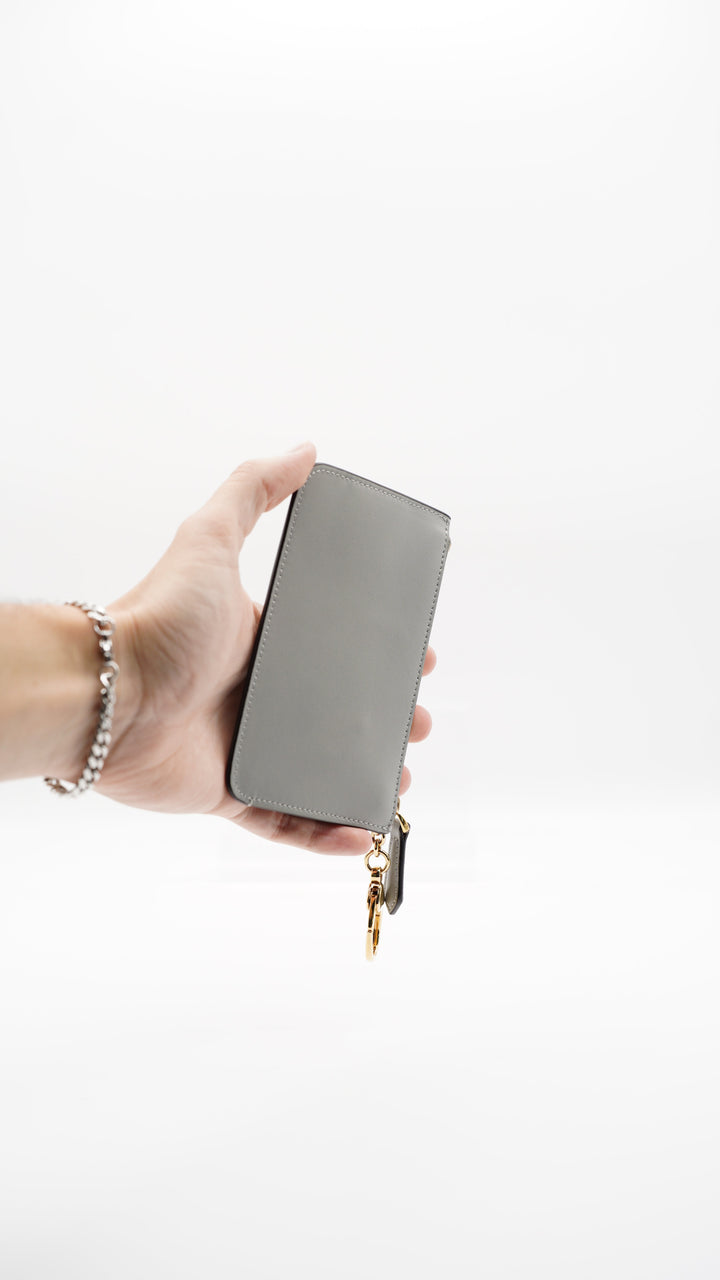 Fendi 'SHAPES' Leather Coin Cle Wallet Grey MK24