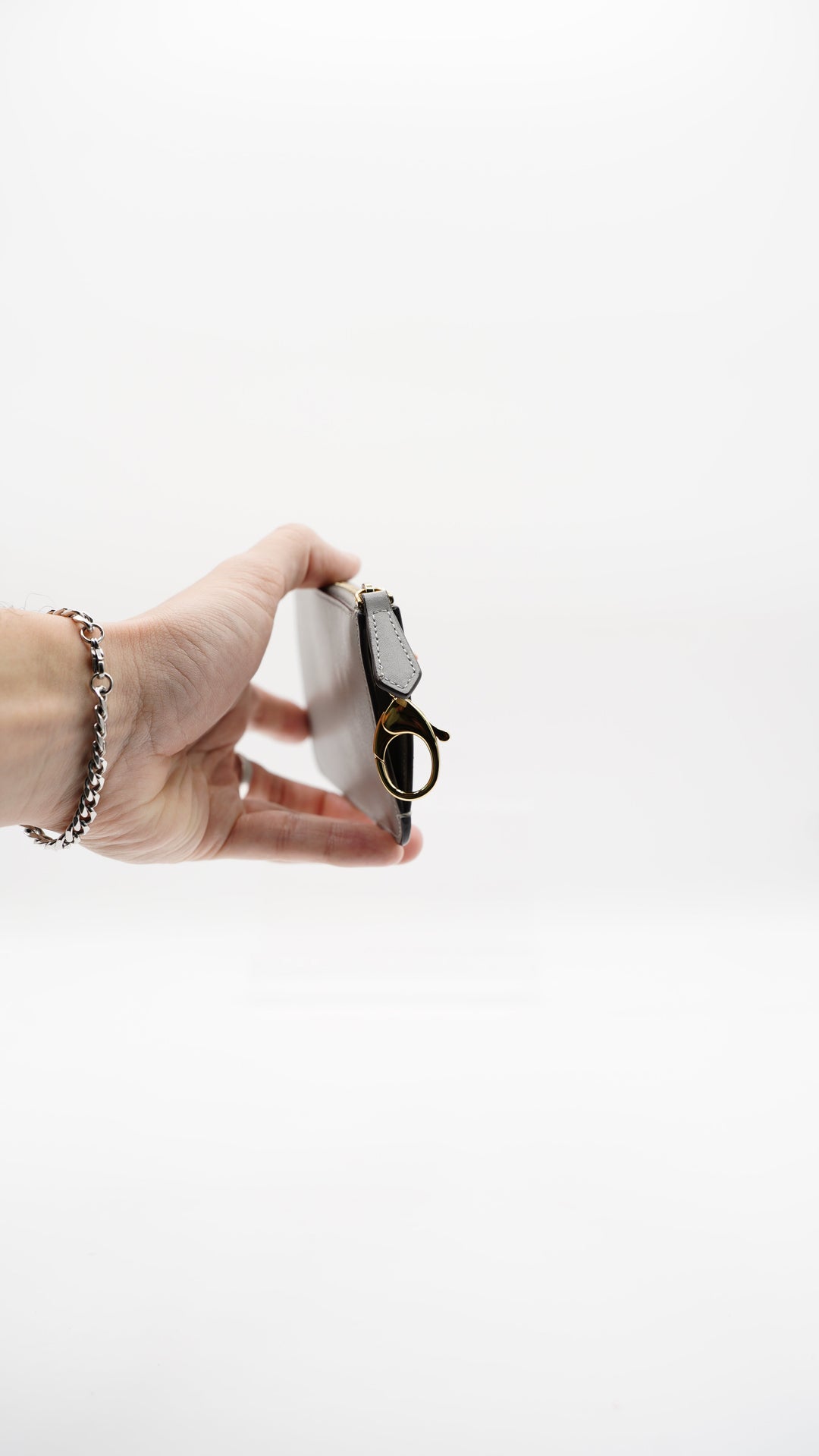 Fendi 'SHAPES' Leather Coin Cle Wallet Grey MK24