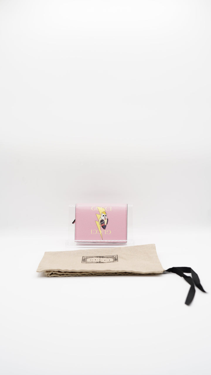 Gucci Leather Compact Single Snap Wallet Pink MK2