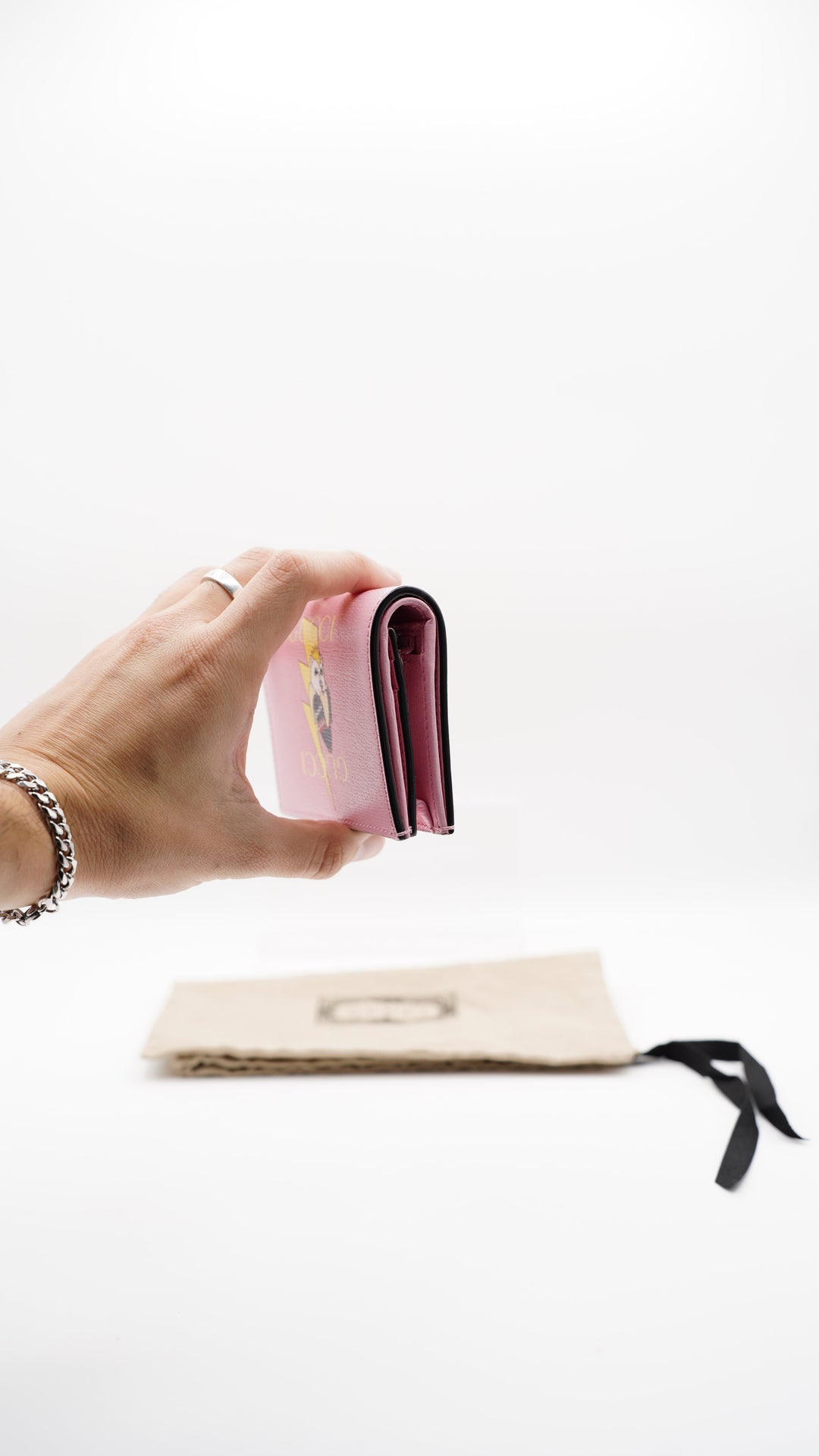 Gucci Leather Compact Single Snap Wallet Pink MK2