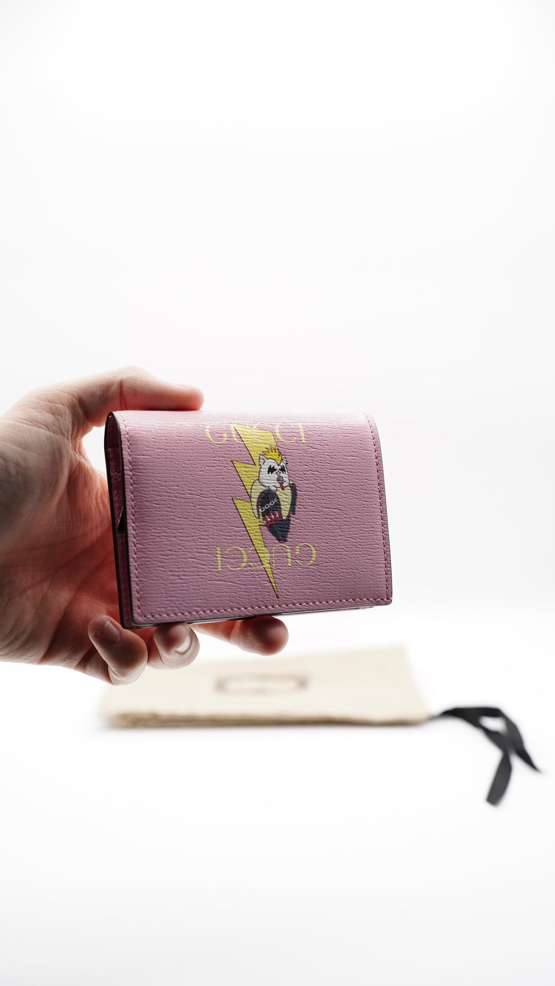 Gucci Leather Compact Single Snap Wallet Pink MK2