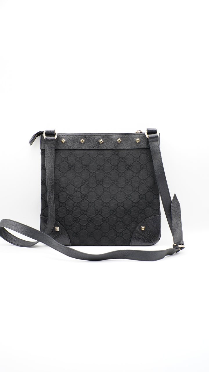 Gucci GG Canvas Studded Black Crossbody Bag #113