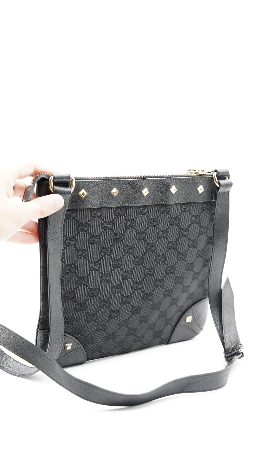 Gucci GG Canvas Studded Black Crossbody Bag #113