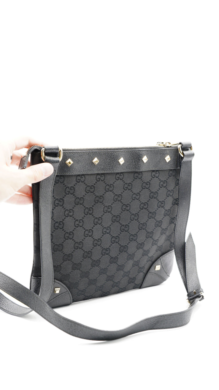 Gucci GG Canvas Studded Black Crossbody Bag #113
