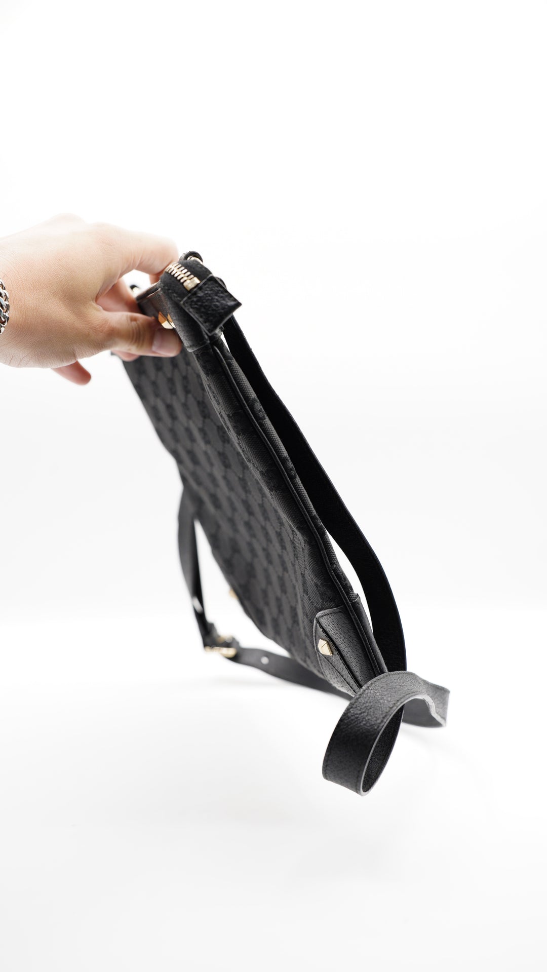 Gucci GG Canvas Studded Black Crossbody Bag #113