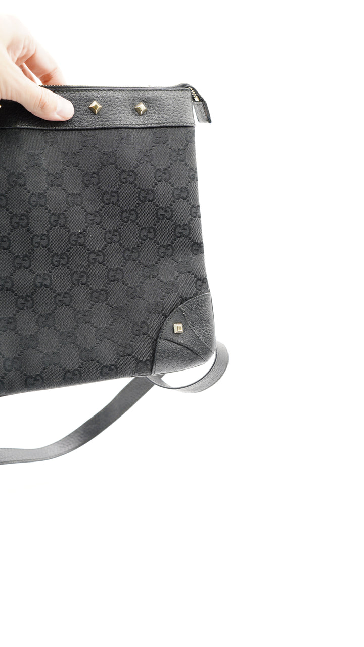 Gucci GG Canvas Studded Black Crossbody Bag #113