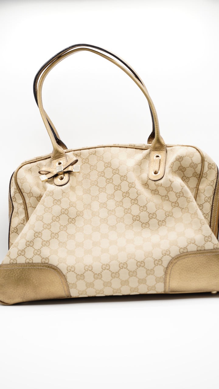 Gucci GG Canvas Metallic Gold Tote Bag #114