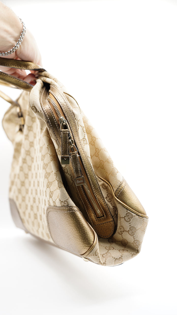 Gucci GG Canvas Metallic Gold Tote Bag #114