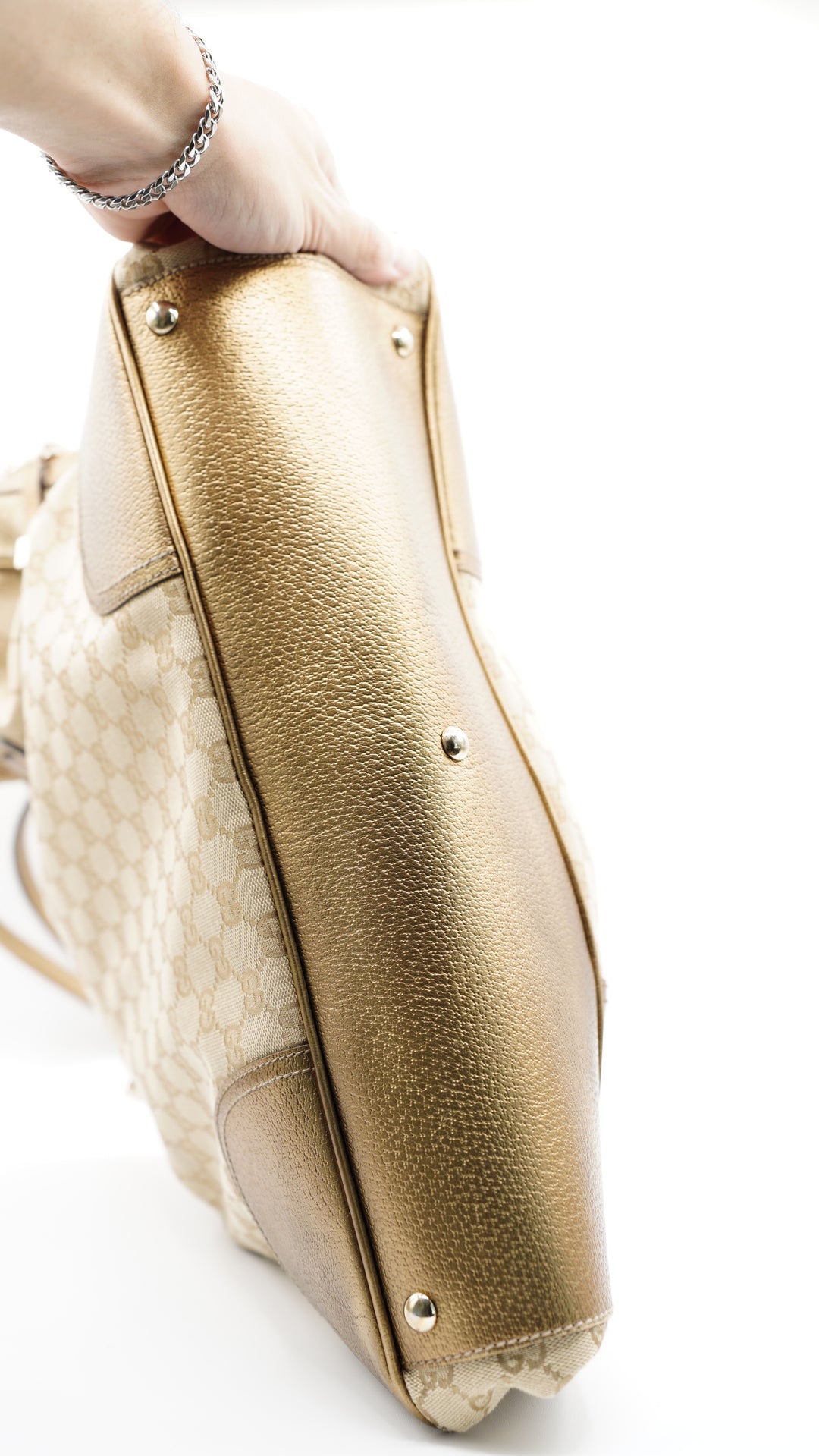 Gucci GG Canvas Metallic Gold Tote Bag #114