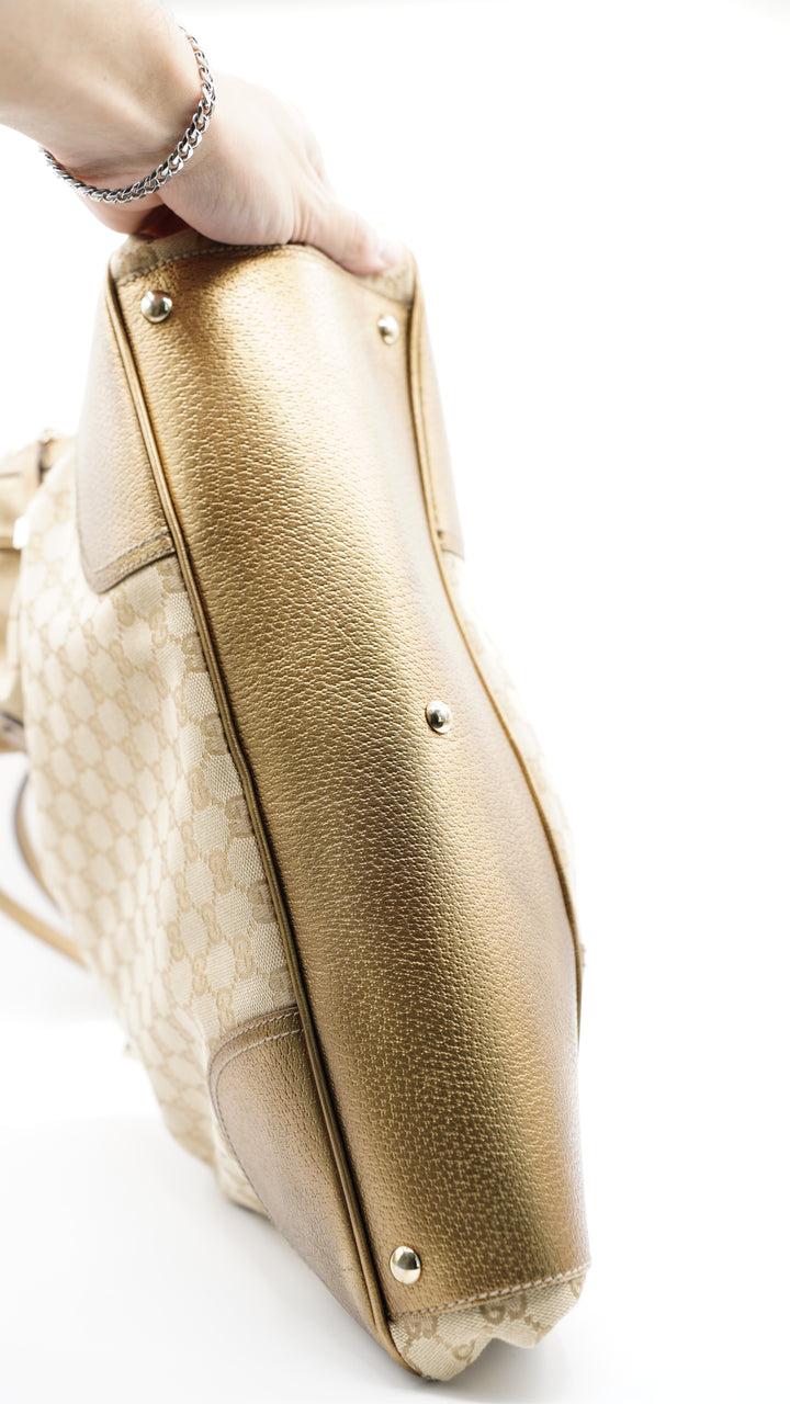 Gucci GG Canvas Metallic Gold Tote Bag #114