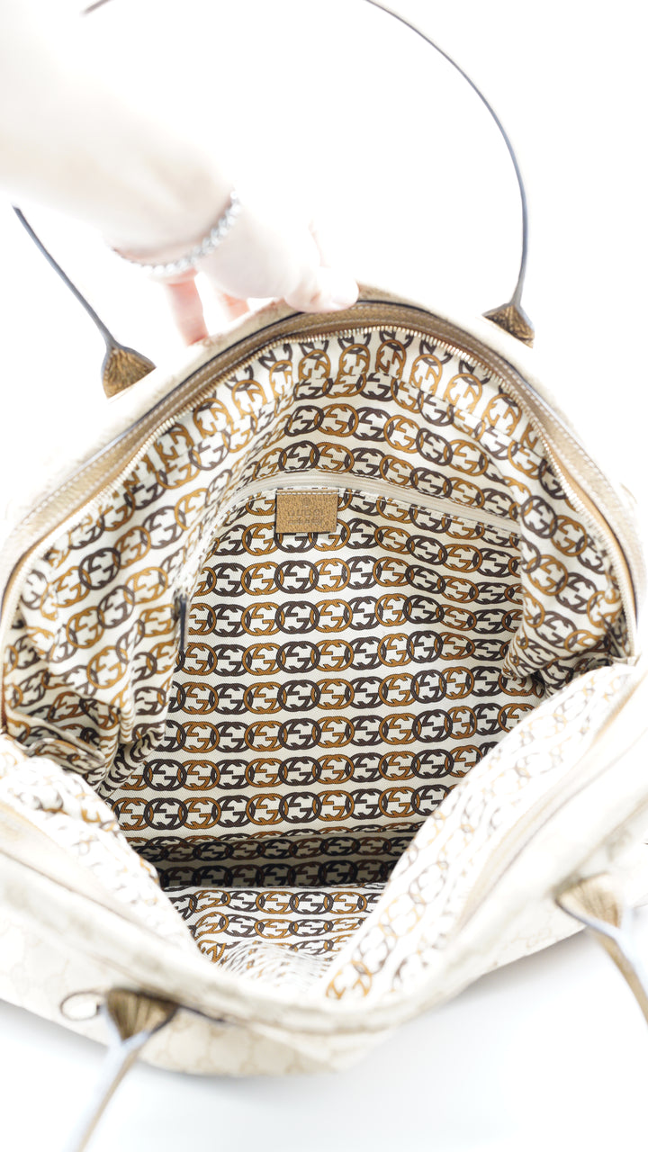 Gucci GG Canvas Metallic Gold Tote Bag #114