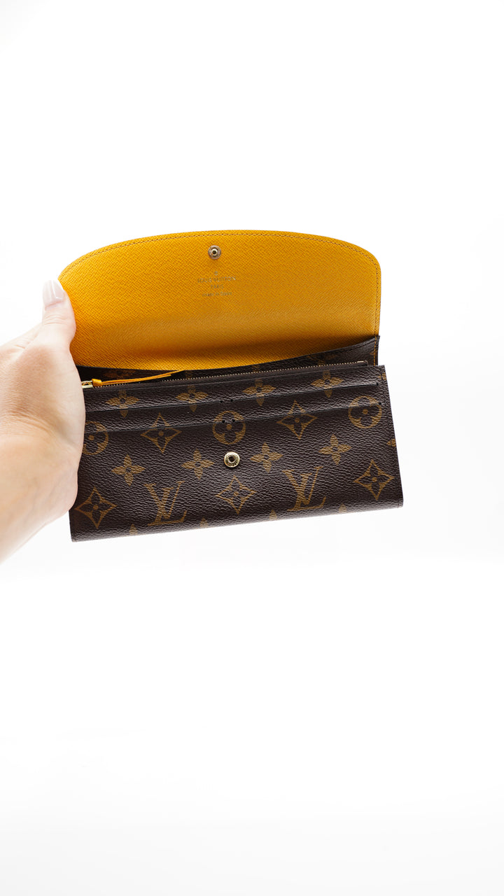 Louis Vuitton Monogram Emily Mimosa Sarah Long Wallet Brown #124