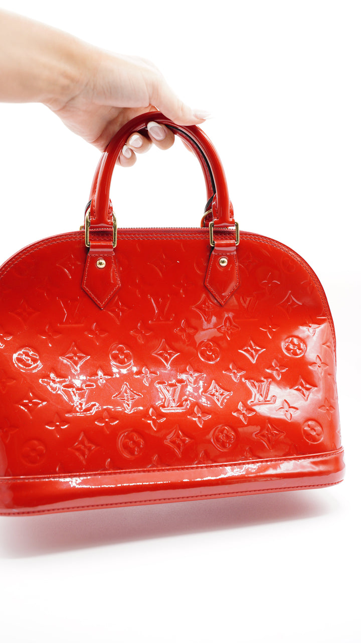 Louis Vuitton Monogram Vernis PM Alma Bag Red MK41