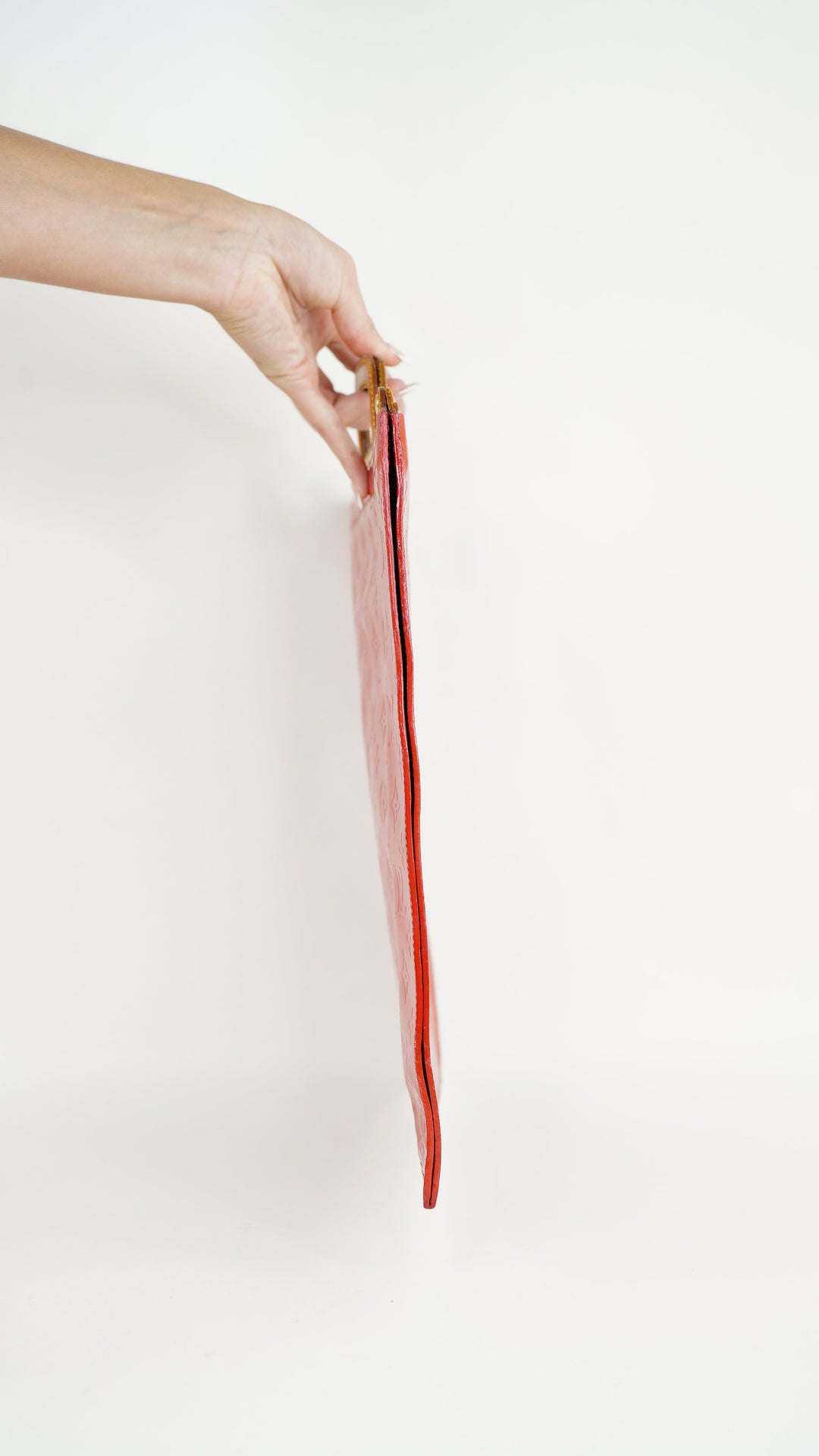 Louis Vuitton Monogram Vernis Sac Plat Tote Bag Red MK36