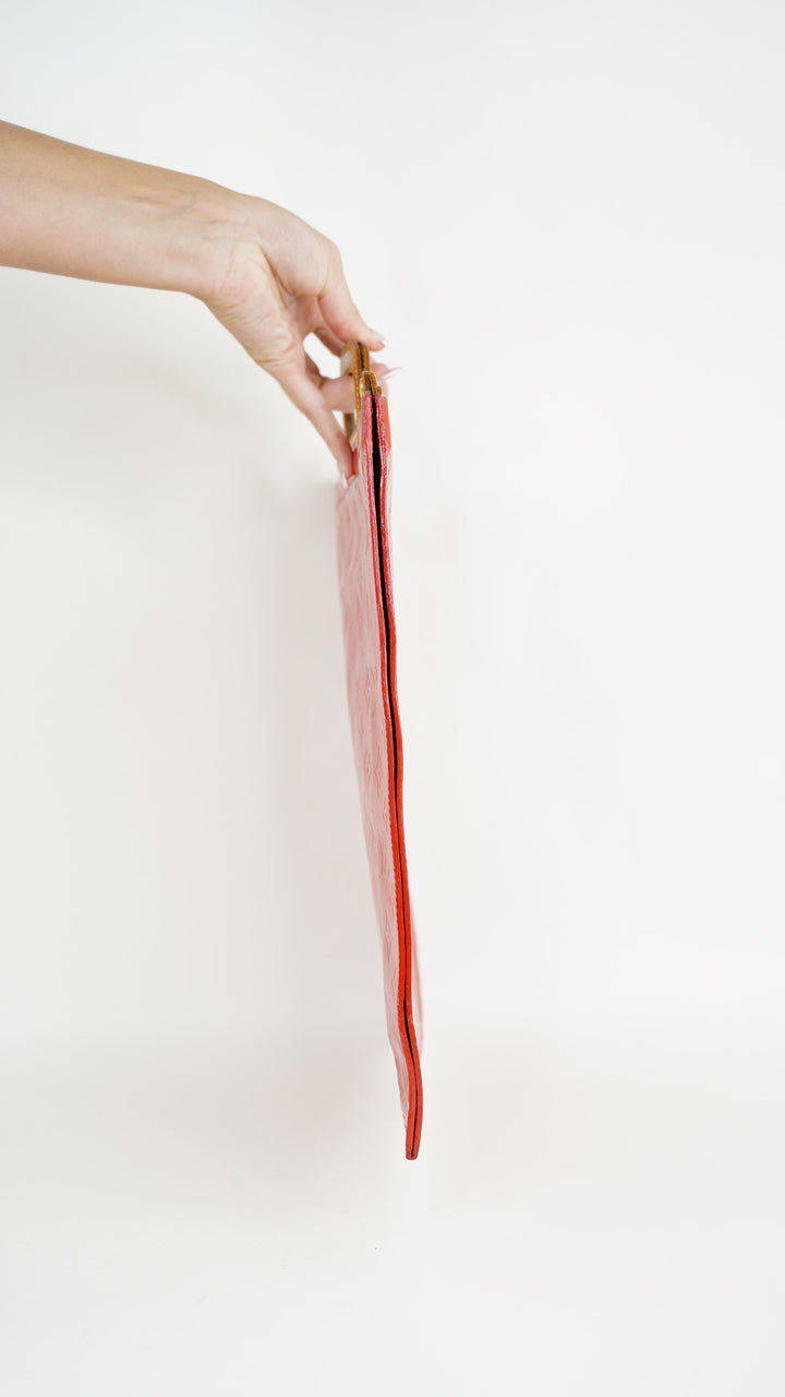 Louis Vuitton Monogram Vernis Sac Plat Tote Bag Red MK36