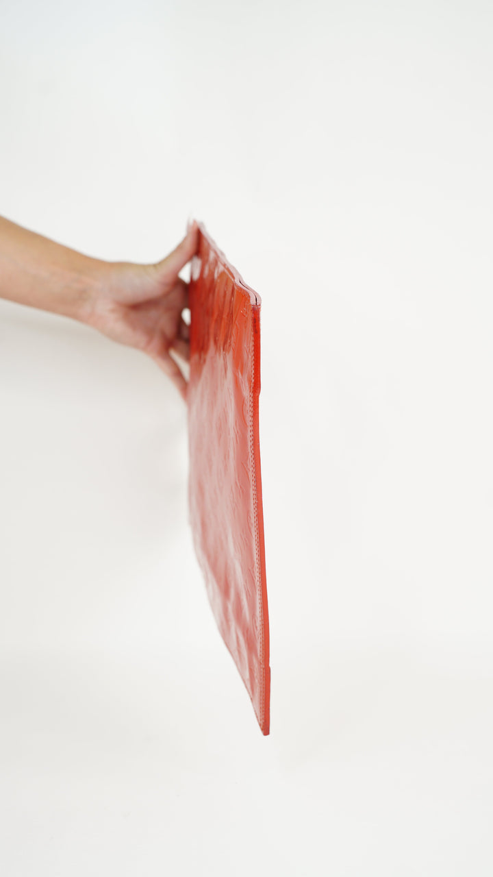 Louis Vuitton Monogram Vernis Sac Plat Tote Bag Red MK36