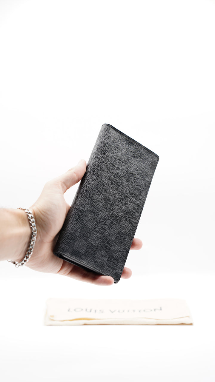 Louis Vuitton Damier Graphite Brazza Long Travel Bifold Wallet w/Dust Bag #128